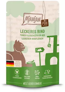 MjAMjAM Quetschie Purer Fleischgenuss Katze Leckeres Rind 125g