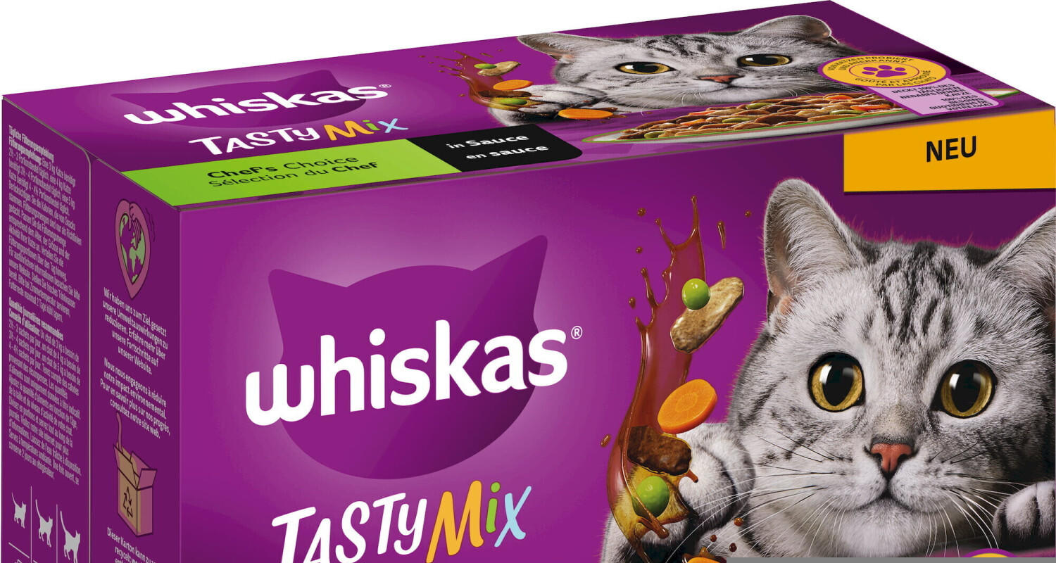 Whiskas TASTY MIX Mega Choice Katze Sauce 12x85g ab Pack Test Nassfutter € Chef\'s in 3,99 