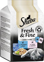 Multipack Sheba Fresh & Fine Frischebeutel 6 x 50 g - Thunfisch, Lachs & Wei&szlig;fisch