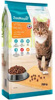 ZooRoyal Vital-Menü Katze Trockenfutter mit frischem Geflügel 750g ZooRoyal Vital-Menü Katze Trockenfutter mit frischem Geflügel 750g