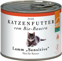 defu Katzenfutter | 1 x 200 g | Pate Bio Lamm Sensitive | Alleinfuttermittel Premium