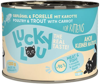 Lucky Lou Kitten Geflügel & Forelle mit Karotte Nassfutter 200g