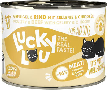Lucky Lou Adult Sterilized Geflügel & Rind mit Sellerie & Chicorée Katzen-Nassfutter 200g
