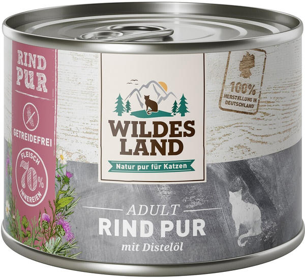 Wildes Land Adult pur Rind mit Distelöl Katzen-Nassfutter 200g