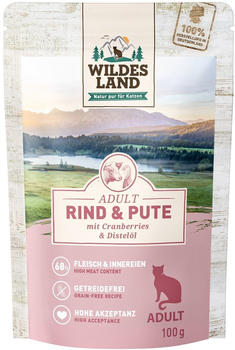 Wildes Land Adult pur Rind & Pute mit Cranberries & Distelöl Katzen-Nassfutter 100g