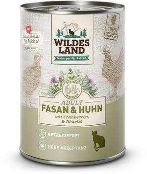 Wildes Land Adult pur Fasan & Huhn mit Cranberries & Distelöl Katzen-Nassfutter 400g
