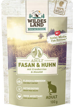 Wildes Land Adult pur Fasan & Huhn mit Cranberries & Distelöl Katzen-Nassfutter 100g