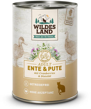 Wildes Land Adult pur Ente & Pute mit Cranberries & Distelöl Katzen-Nassfutter 400g