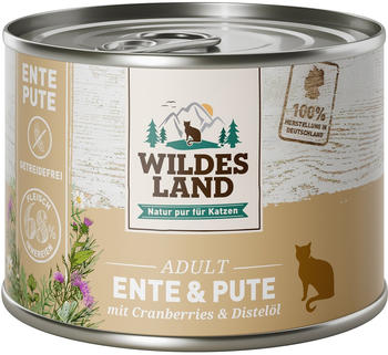Wildes Land Adult pur Ente & Pute mit Cranberries & Distelöl Katzen-Nassfutter 200g