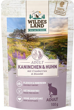 Wildes Land Adult pur Kaninchen & Huhn mit Cranberries & Distelöl Katzen-Nassfutter 100g