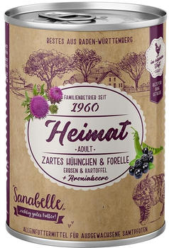 Sanabelle Adult Heimat zartes Hühnchen & Forelle mit Erbsen & Kartoffel Katzen-Nassfutter 400g