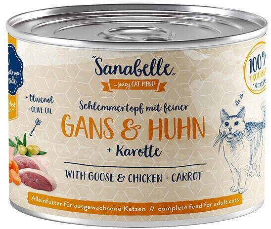 Sanabelle Adult Gans & Huhn + Karotte Katzen-Nassfutter 180g