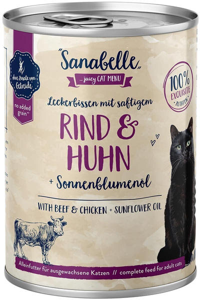 Sanabelle Adult Rind & Huhn + Sonnenblumenöl Katzen-Nassfutter 400g