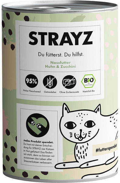 STRAYZ Adult Katze Bio Nassfutter Huhn und Zucchini 400g