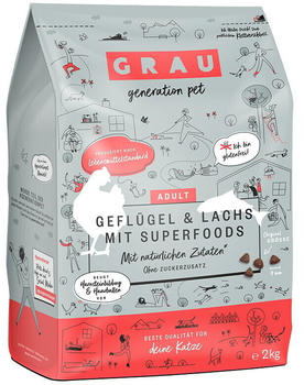 Grau Adult Geflügel & Lachs mit Superfoods Katzen-Trockenfutter 2kg