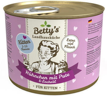 Betty's Landhausküche Katzen-Nassfutter Kitten Hühnchen mit Pute & Lachsöl 200g