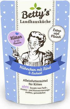 Betty's Landhausküche Katzen-Nassfutter Kitten Hühnchen mit Rind & Lachsöl 100g
