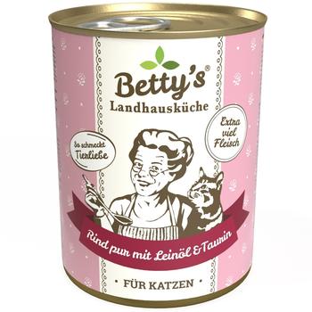 Betty's Landhausküche Katzen-Nassfutter Rind pur mit Leinöl & Taurin 400g