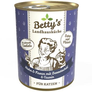 Betty's Landhausküche Katzen-Nassfutter Huhn & Fasan mit Borretschöl 400g