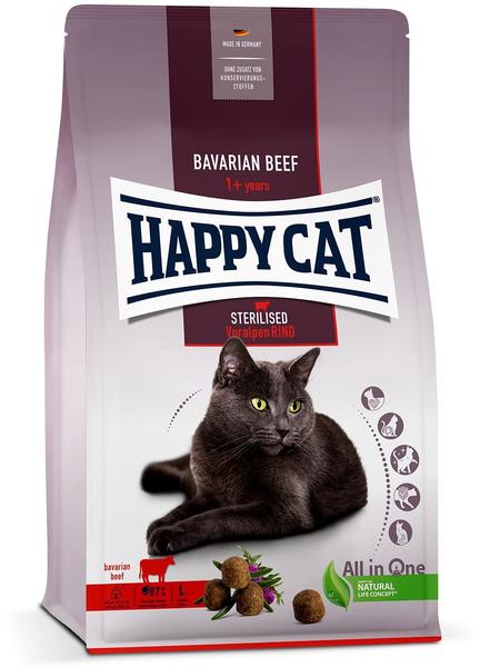 Happy Cat Sterilised Adult Trockenfutter Voralpen Rind 1,3kg