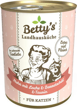 Betty's Landhausküche Katzen-Nassfutter Huhn mit Lachs & Borretschöl & Taurin 400g