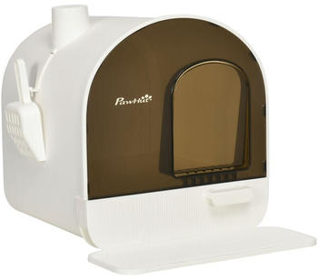 Pawhut Cat Litter Box with Tray, Scoop and Filter white