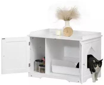 Pawhut Katzenschrank mit Magnettüren 86x52x48cm weiß