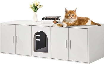 VEVOR Katzenschrank f&uuml;r Katzentoilette 1,47x0,46x0,45m wei&szlig;