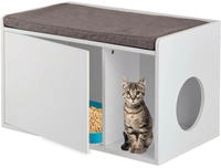 Relaxdays Katzenschrank Mit Sitzauflage, 2in1 Katzenkommode & Sitzbank, Hbt: 45,5 X
