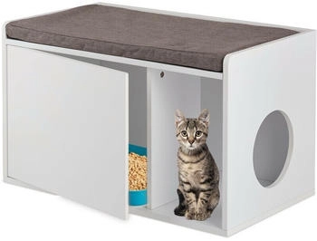 Relaxdays Cat litter box cabinet with bench (10039125)
