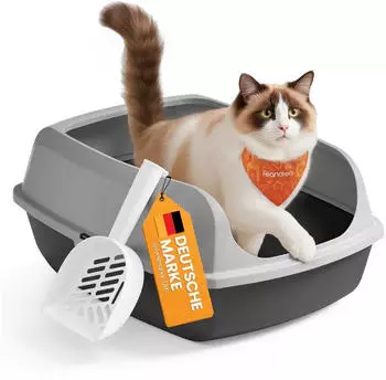 Feandrea Katzenklo mit hohen Seitenwänden XXL offene Katzentoilette mit Schaufel