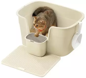 Feandrea Katzentoilette für große Katzen mit hohen Seitenwänden hellgelb