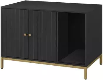Feandrea Katzenklo-Schrank Katzenhaus mit Kratzmatte schwarz