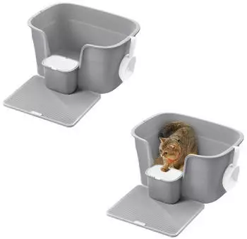 Feandrea 2er Katzentoilette für große Katzen mit hohen Seitenwänden grau