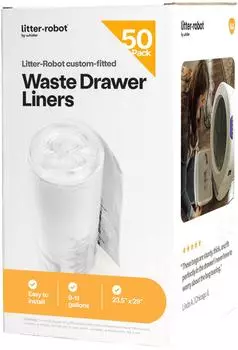 Whisker Katzenstreubeutel Waste Drawer Liners für Litter Robot 4 50 Stück (1 Rolle) ca. 60 x 74 cm