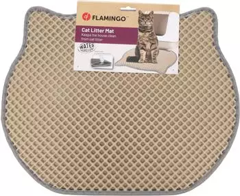 Flamingo Matz Katzenklo-Matte Beige 50 x 40 x 1,3 cm rutschfest und Langlebig Ideal für Maine Coon Britisch Kurzhaar Ragdoll Norwegische Waldkatze usw.