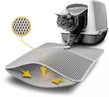 Lionto Katzenstreumatte mit effektiver Wabenstruktur gegen Streureste pfotenfreundlich & robust 61x38 cm grau
