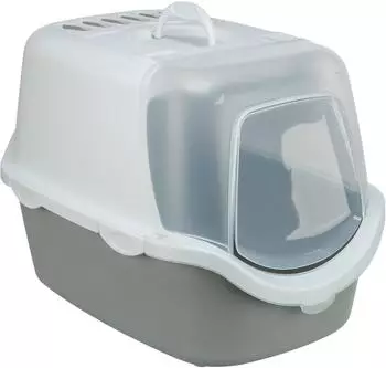 Trixie katzentoilette vico open top mit haube hellgrau/weiss