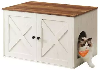 Feandrea Katzenklo Schrank braun/ weiß