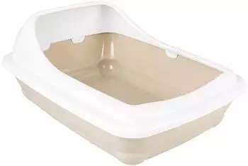 Duvo+ duvoplus Katzentoilette Birba mit Rand S 38 x 31 x 13 cm Mocaccino niedrig aus Kunststoff leicht zu reinigen Abnehmbarer Schutzrand