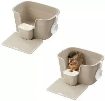 Feandrea 2er Katzentoilette für große Katzen mit hohen Seitenwänden beige