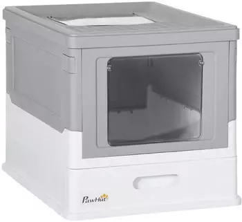 Pawhut Katzentoilette mit Bodenschale + Schaufel grau (D31-061V00GY)