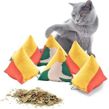 CanadianCat Catnipspielzeug 6x Schmusepyramide Reggae 3-Color