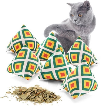 CanadianCat Catnipspielzeug 6x Schmusepyramide Reggae Karo