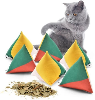 CanadianCat Catnipspielzeug 6x Schmusepyramide Reggae 4-Color