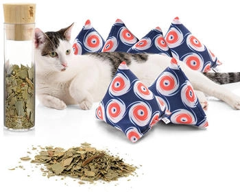 CanadianCat Catnipspielzeug 6x Schmusepyramide Nordic Dot