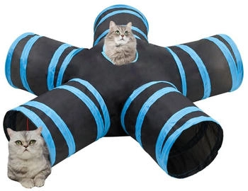 vidaXL Cat tunnel 5 ways 25 cm black/blue (172184)