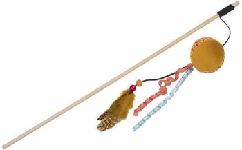 Nobby Angel mit Plüschkugel mit Catnip orange Stab 40 cm Band mit Spielzeug 95 cm 1 Stück