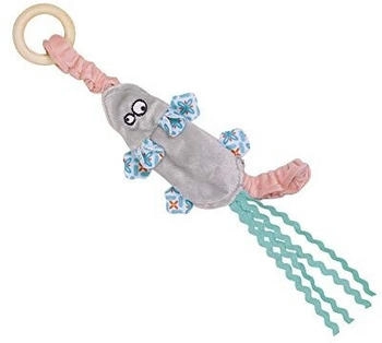 Nobby Plüsch Maus elastisch mit Holzring blau 29,5 cm 1 Stück