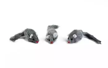 Beeztees 419790 Plüschmaus 5 cm 3 Stück grau